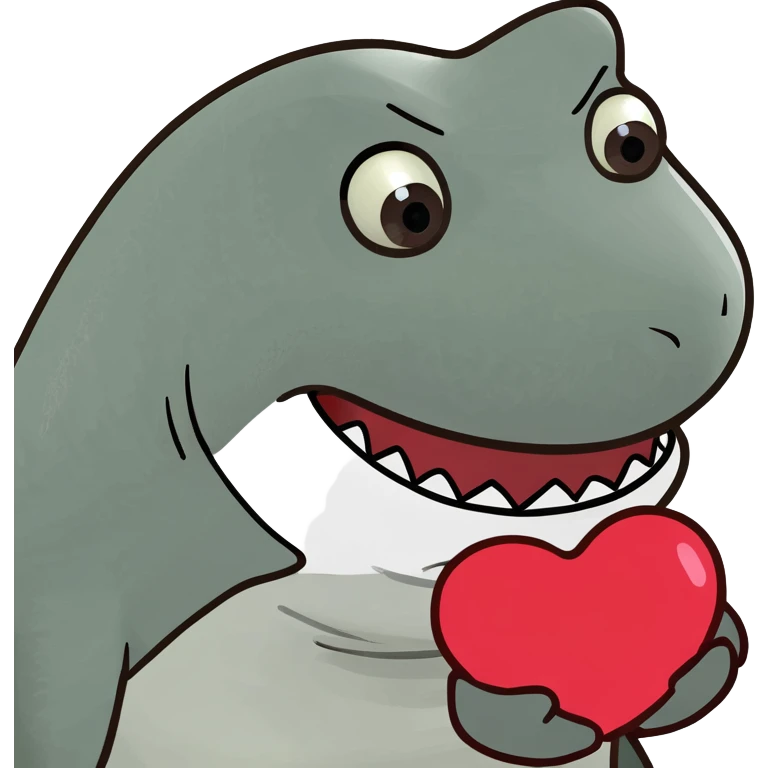 Shark holding heart emoji