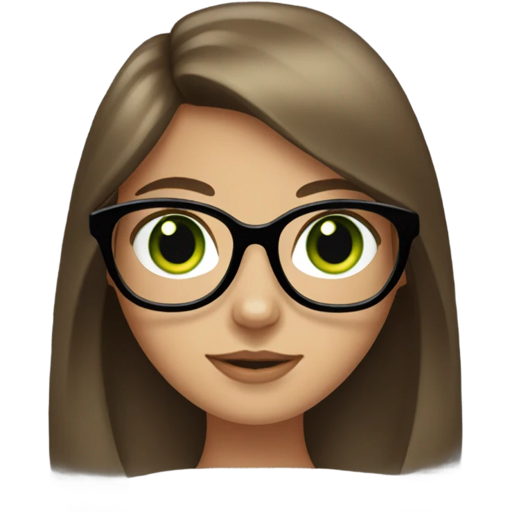 Girl with long brown hair and green eyes with glasses holding a black cat  emoji