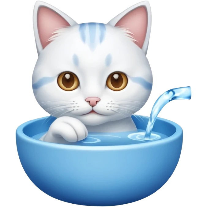 a cat drinks water from a bowl emoji
