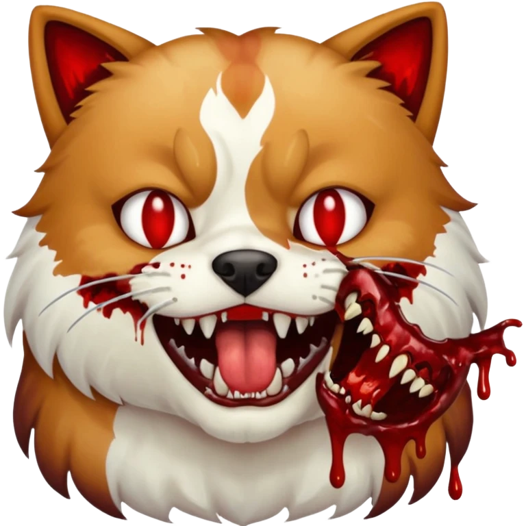 Dog eating a cat emoji