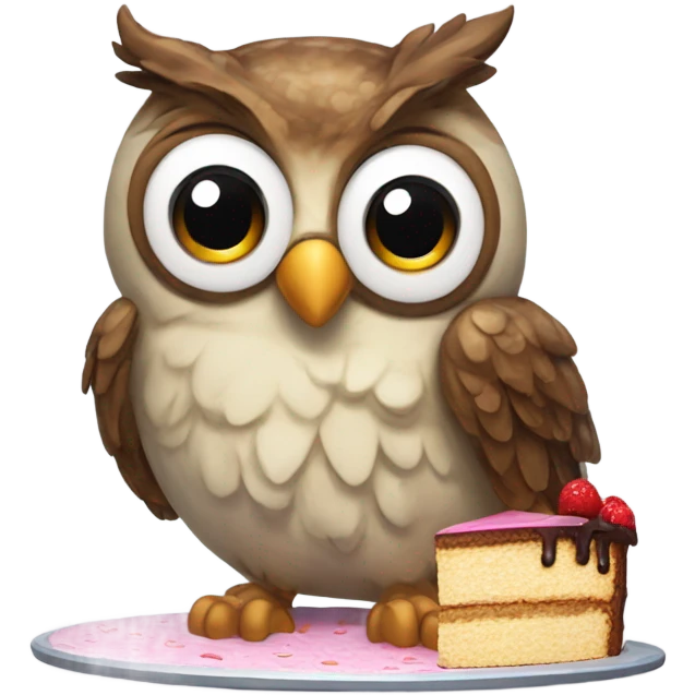 Owl eating cake emoji