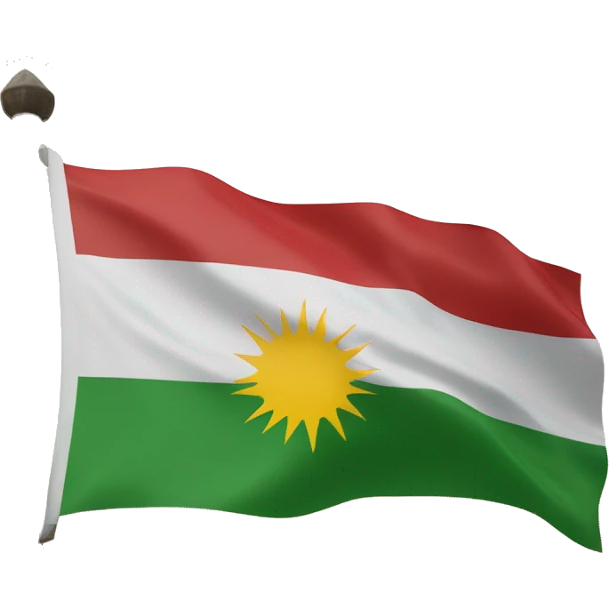Kurdistan flag with red on top white in middle and green at bottom with a sun in middle emoji
