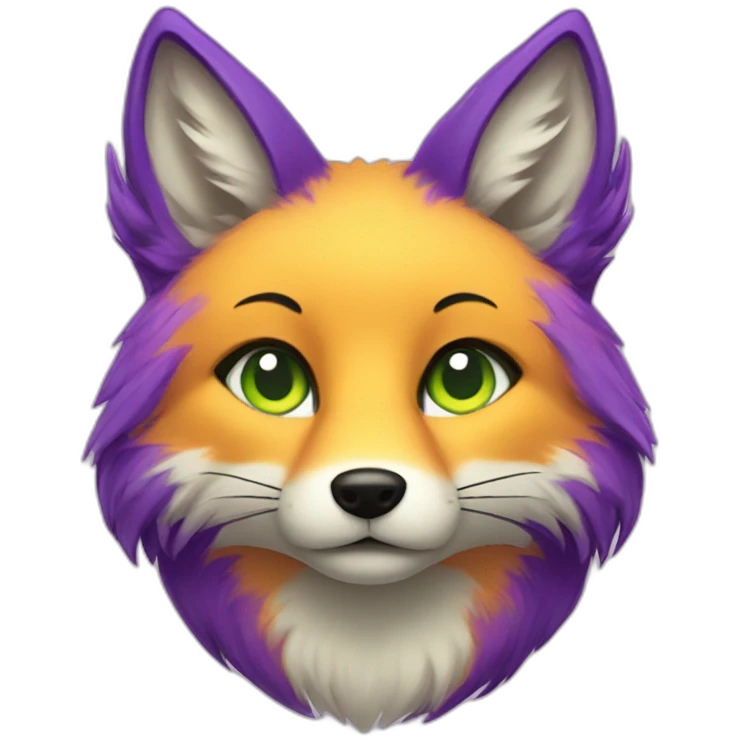 purple yellow fox furry green eyes emoji