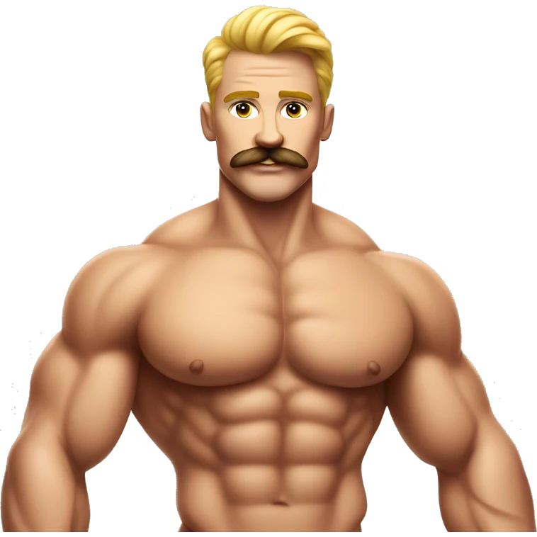 Muscular gay bodybuilder with mustache bikini realistic emoji
