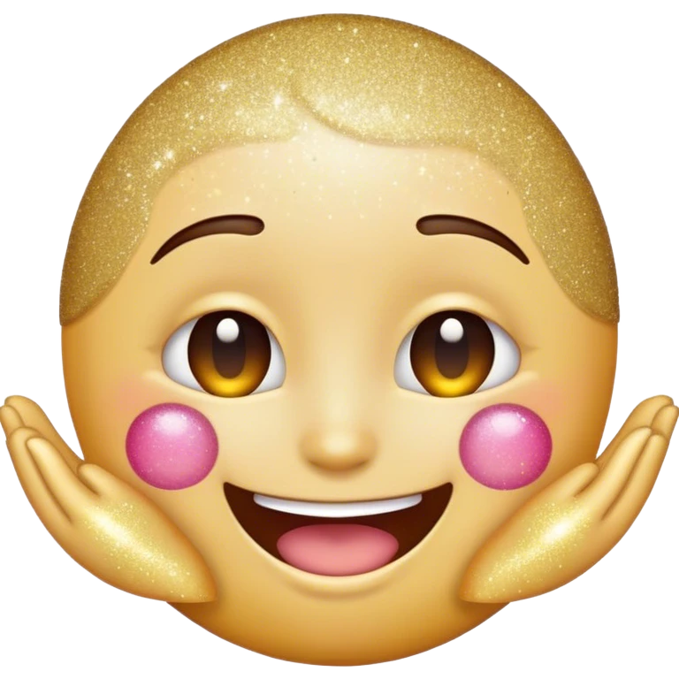 Emoji that is happy with glitter emoji