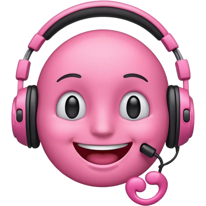 Create a pink happy emoji who listens to music emoji