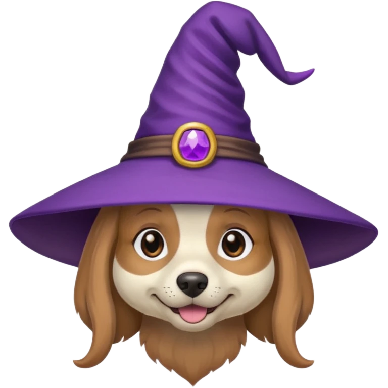 dog wear purple wicth hat emoji