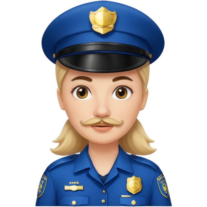 white woman with mustache wear police's uniform emoji