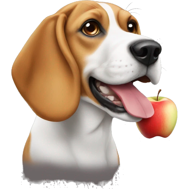 create a emoji of a beagle with a apple in her mouth emoji