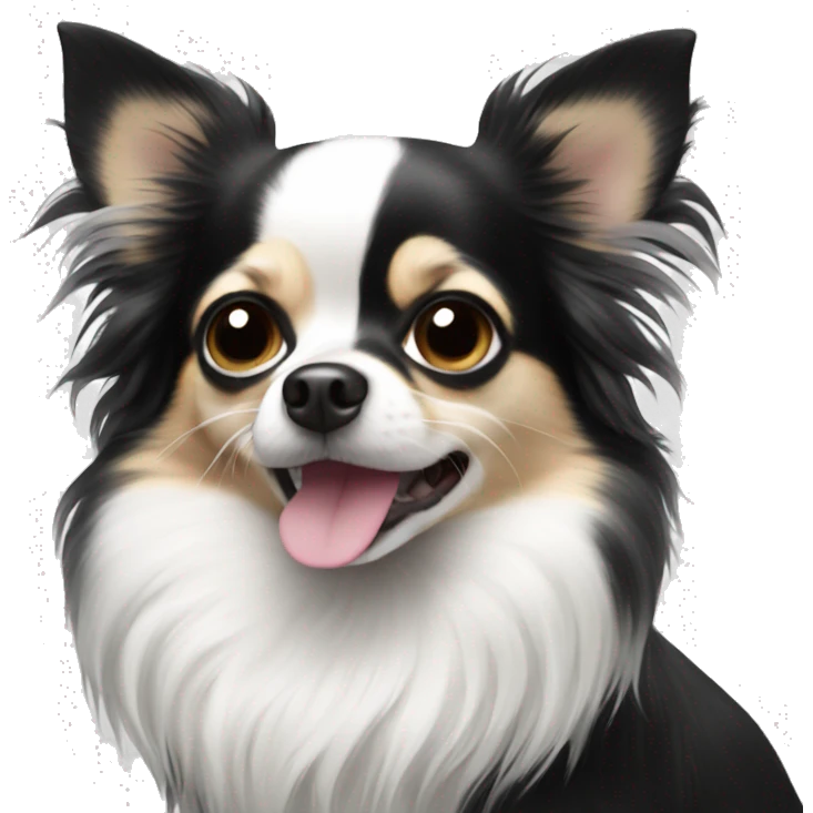 Black and white long hair chihuahua emoji