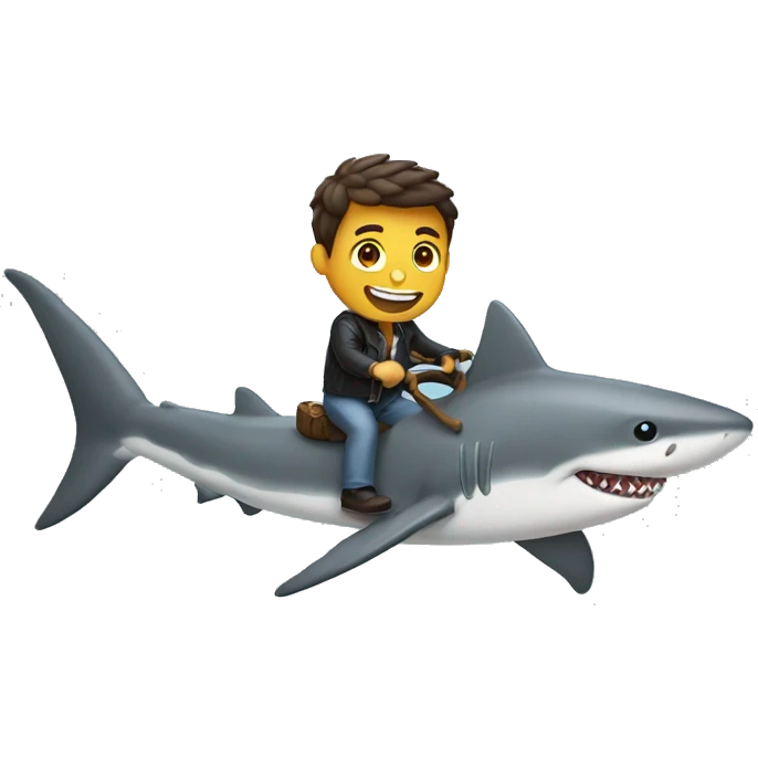Man riding a shark emoji
