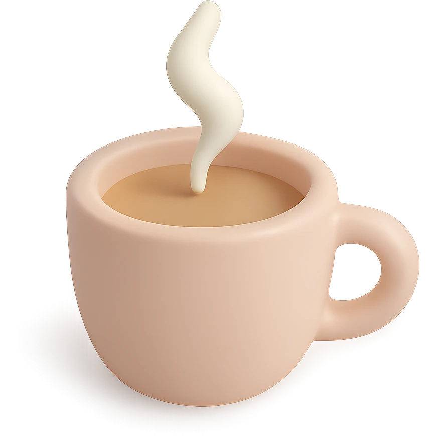 A coffee cup with steam rising, simple handle, soft pastel colors, smooth 3D appearance with gentle shadows emoji