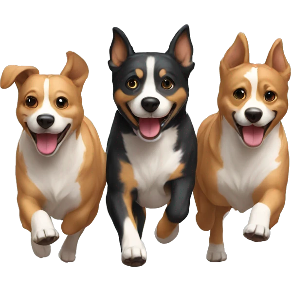3 dogs  running together emoji