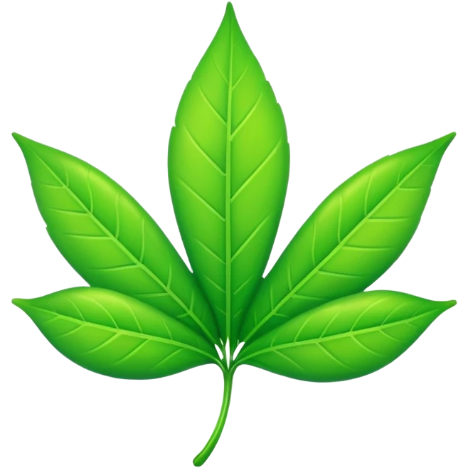 A single neon green leaf emoji, iPhone emoji style, glossy and smooth, cartoonish, vibrant neon green color, high detail, simple and cute design, isolated on white background, centered composition


 emoji