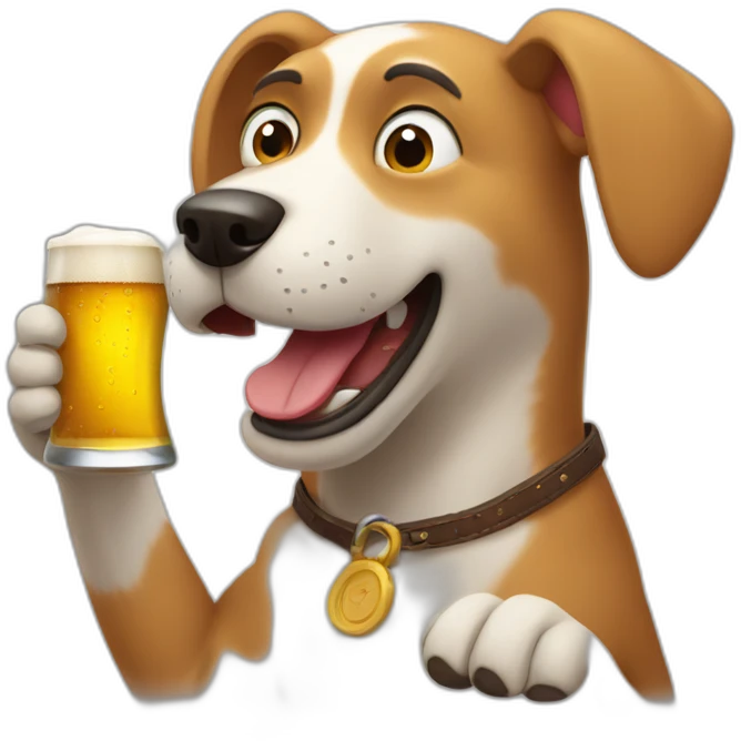 drunk dog drinking a beer he's holding in his paw emoji
