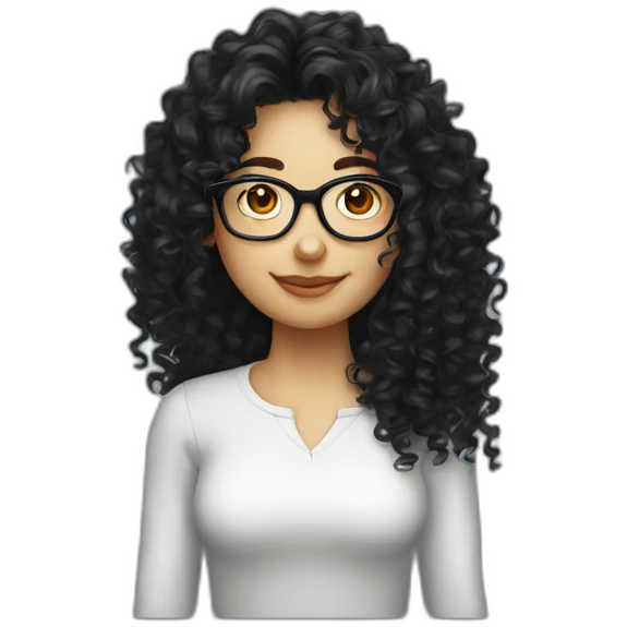 long black curly hair glasses caucasian emoji