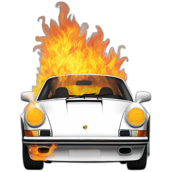 a porsche 911 on fire emoji