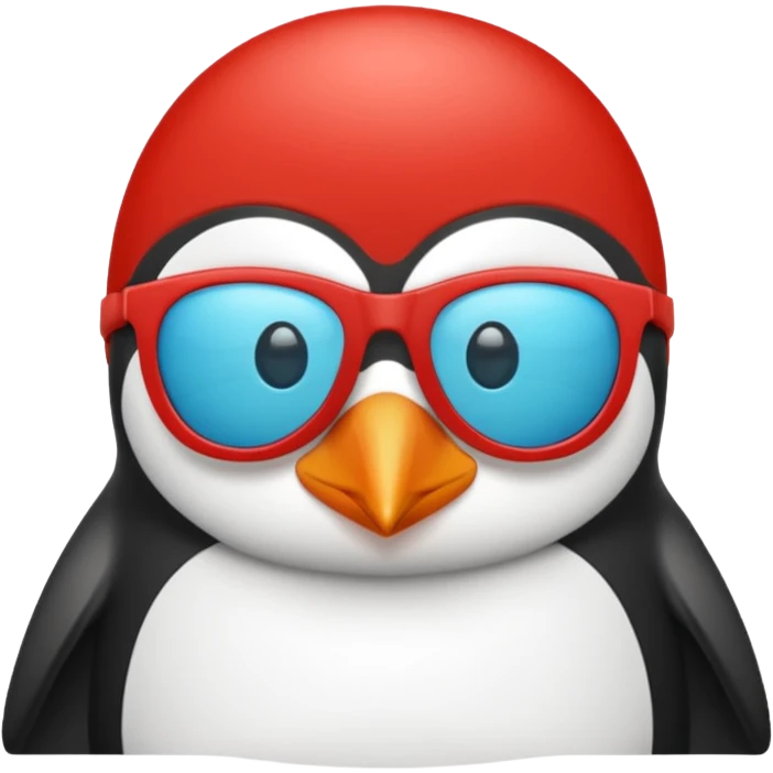 Pingüino con cabello  rubio estilo cool con gafas de sol color rojo emoji