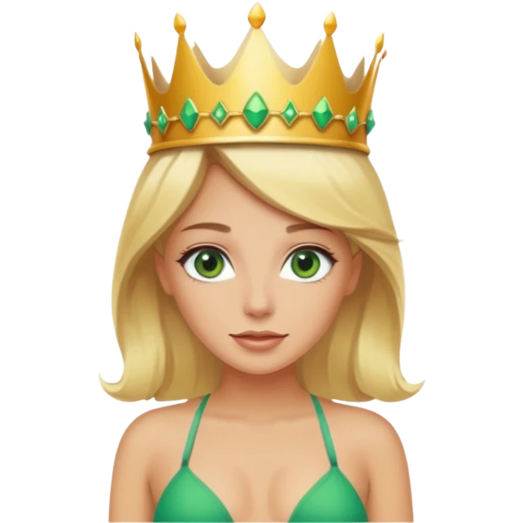 Blonde Queen crown Green eyes Bikini whole body emoji