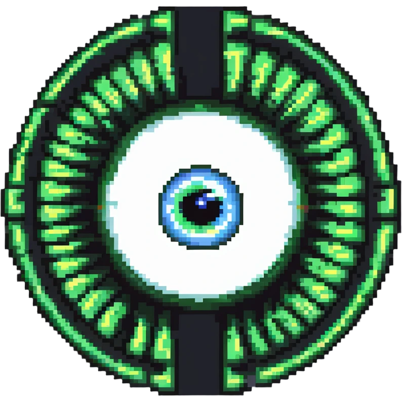 Pixel art dizzy eyeball with spiral emoji