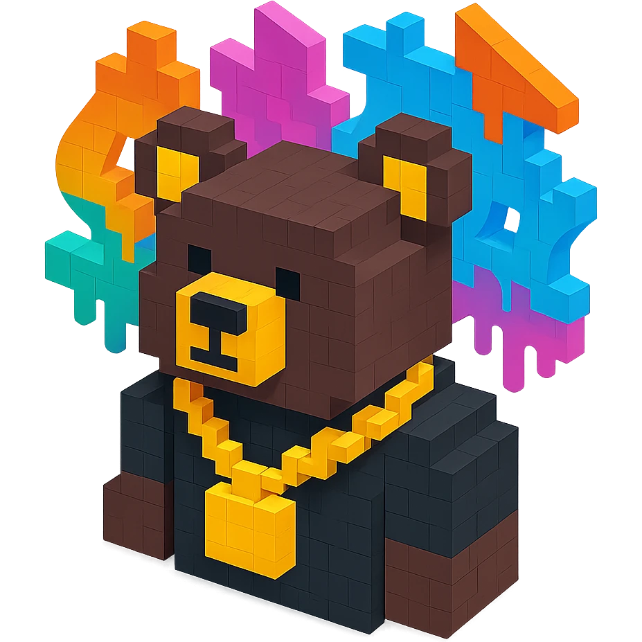 Russian grizzly bear with a rapper chain and graffiti background emoji