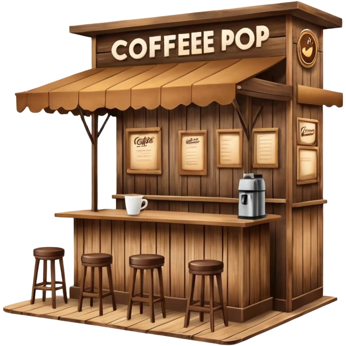 Coffee pop up stand booth to go front emoji