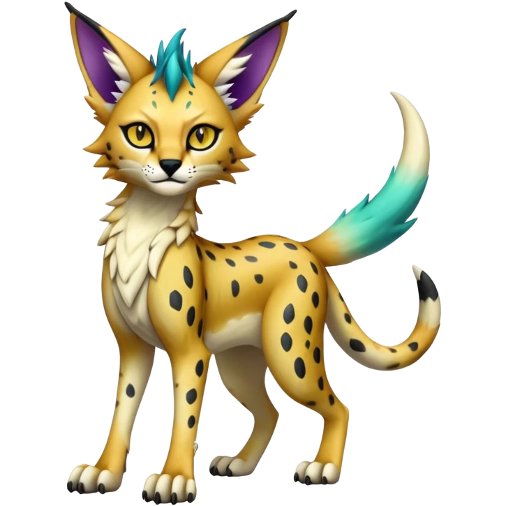 Epic Edgy Colorful ethereal eldritch Sergal-Serval-Vernid full body emoji