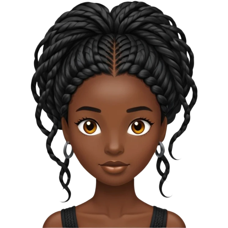 Alluring african woman shiny black micro braid  tousled hair emoji