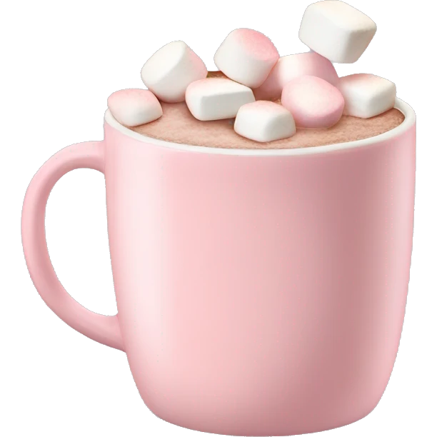 Light Pink mug of hot chocolate with marshmallows  emoji