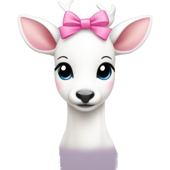 Cute white deer with pink bow emoji