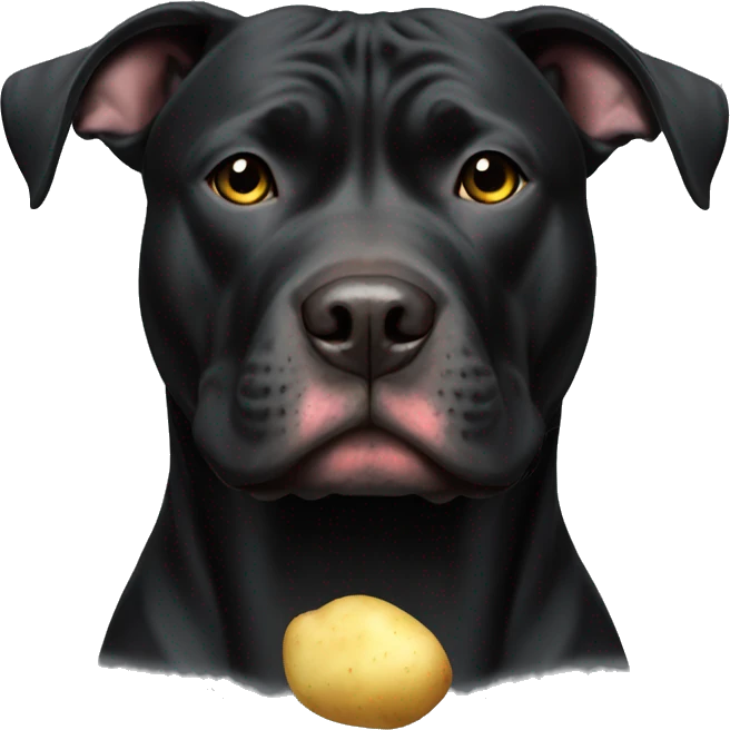 all black pitbull with potato on collar emoji