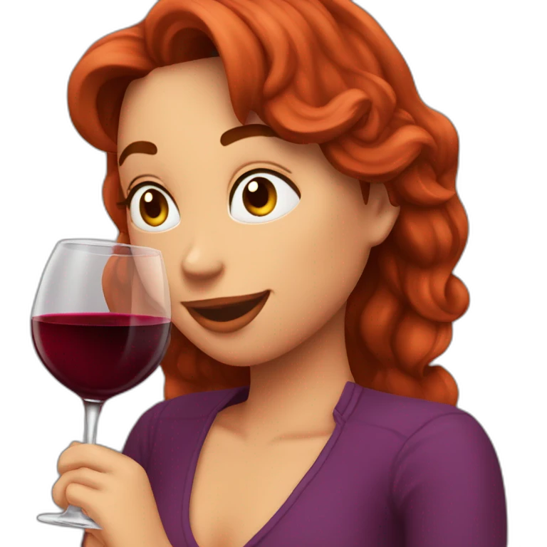 Ruiva tomando vinho emoji