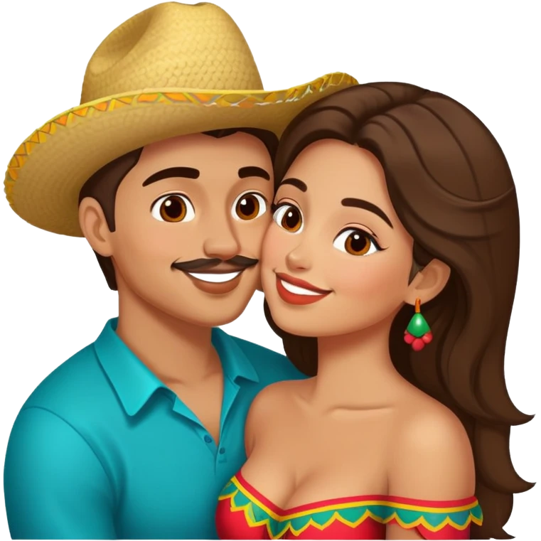Russian and Mexican couple kissing emoji