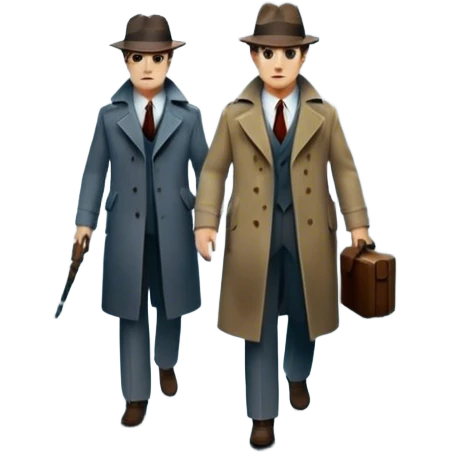 Icon for Detective Movie: A vintage movie poster-style design of a mysterious detective movie. Include dark alleyways, fog, and shadowy figures. The design should evoke a classic noir detective story with retro cinematic typography. Transparent background. emoji