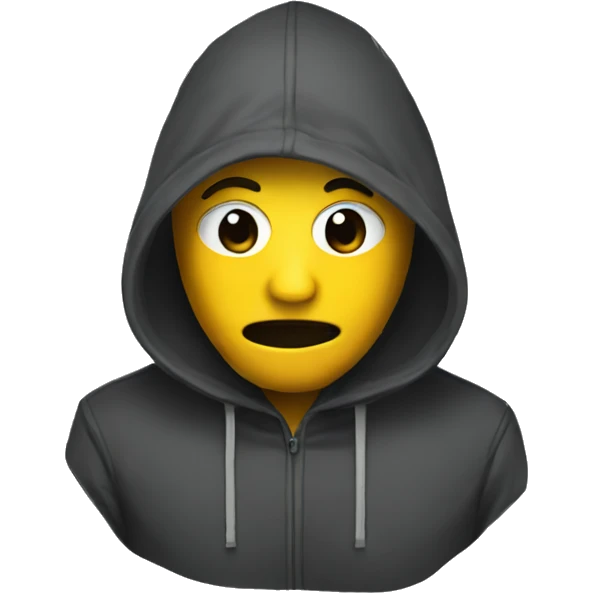 man in hoodie, with a mask emoji