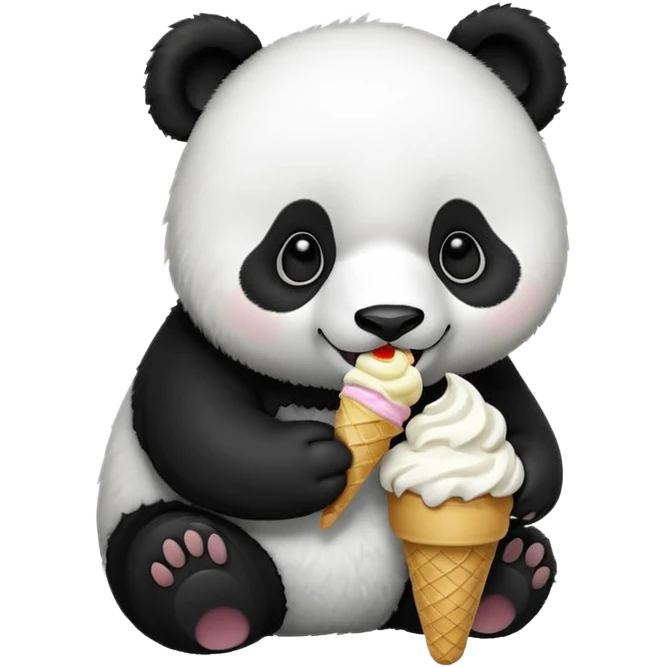 Panda eating ice cream emoji