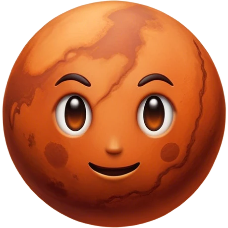 Cinematic Realistic Mars Emoji, portrayed with rugged, rust-colored landscapes, deep canyons, and swirling dust storms rendered with lifelike texture and an orange-hued glow that evokes the enigmatic allure of the Red Planet. emoji