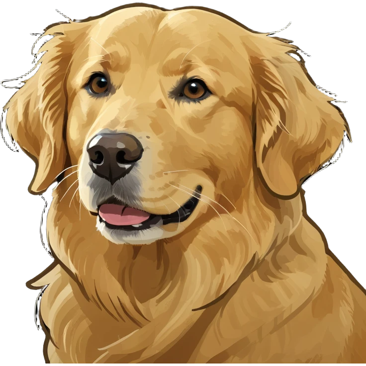 a golden retriever having fun outside emoji