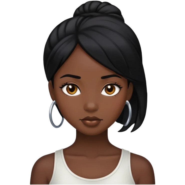 Pretty black girl with black hair emoji