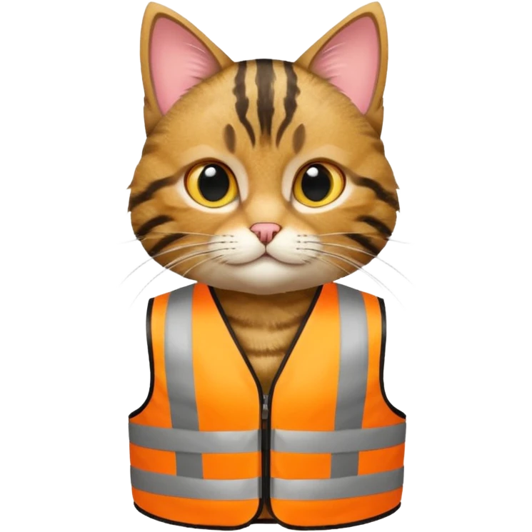 tabby cat in hi-vis clothing facing right emoji
