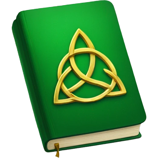 green book with a golden triquetra on it emoji