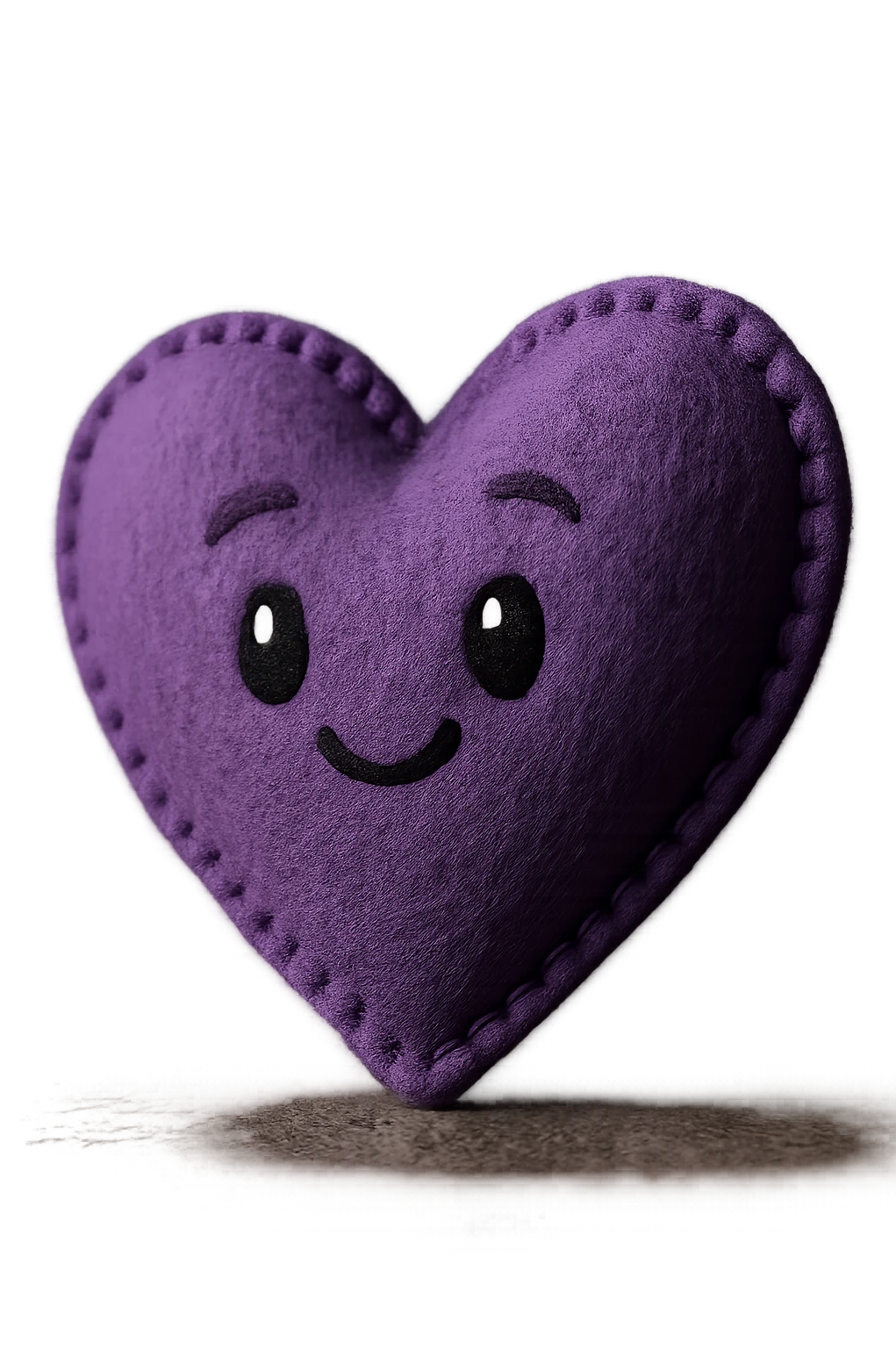 purple heart, soft and fuzzy, plush portrait style, no text emoji