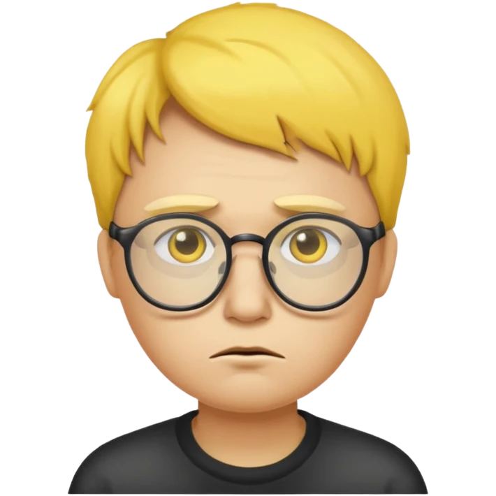 Una cara amarilla con lentes y que esté triste emoji