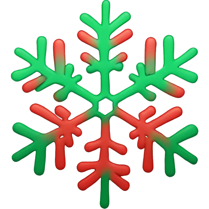 snowflake, red and green colors emoji