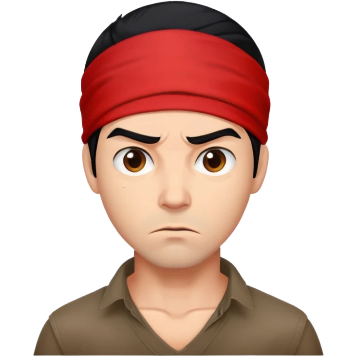 Парень с черными волосами и красной банданой недоволен emoji
