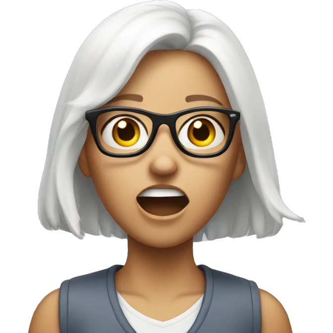white read headed girl shouting wearing glasses emoji