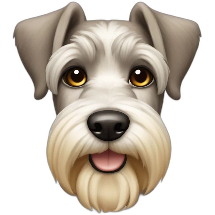white yellow to caramel schnauzer alike breed with black nose and up ears emoji