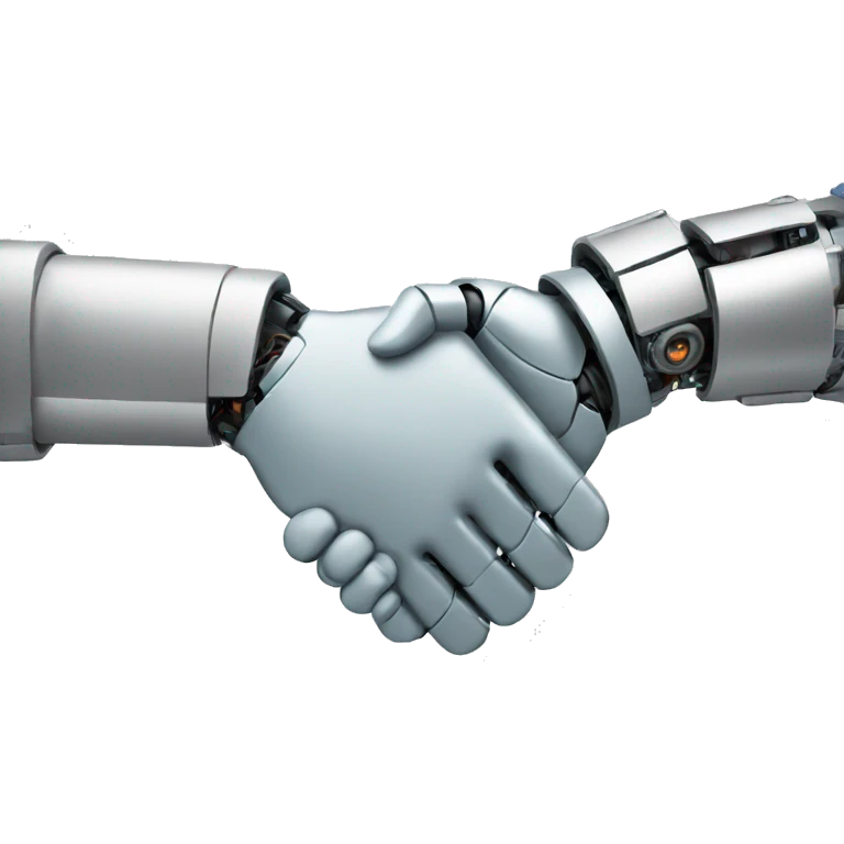 handshake with robot emoji