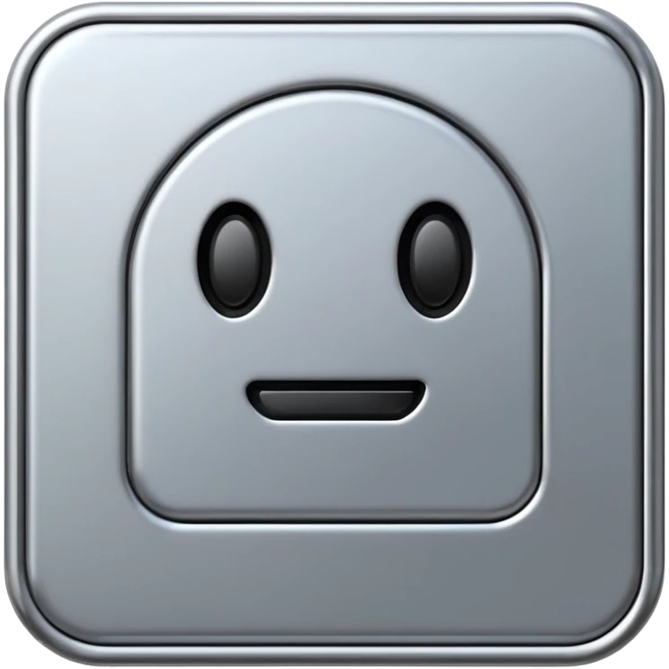 A futuristic microchip emoji made of polished silver chrome, minimal circuit details, smooth metallic surface, soft lighting, iOS emoji style, centered, clean white background emoji