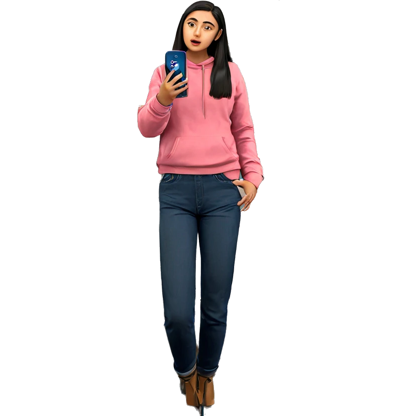 girl with phone in mirror emoji